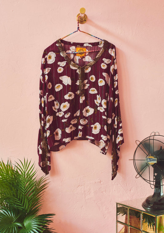 Beaded Party Top | Viscose Lurex