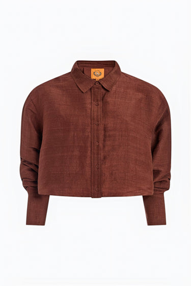 Cropped Classic Button Down | Silk Dupioni - UMBER Coniglio Palm Beach