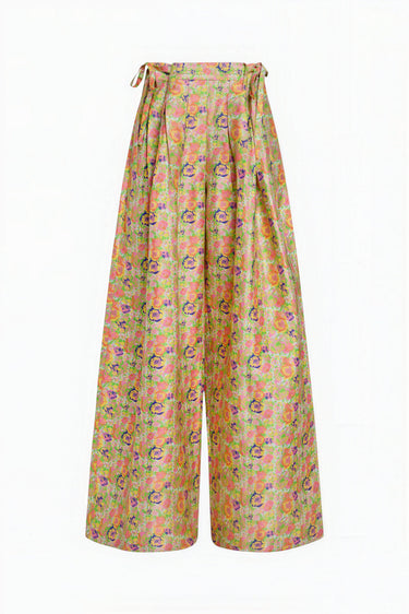 Banyan Pleated Snap Pant | Silk Dupioni - PEONIES MINI SPRING MEADOW Coniglio Palm Beach