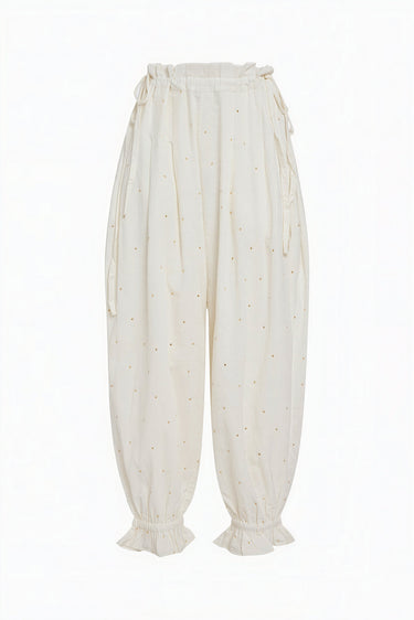 Ruffle Hem Harem Pant | Cotton Voile - WHITE Coniglio Palm Beach
