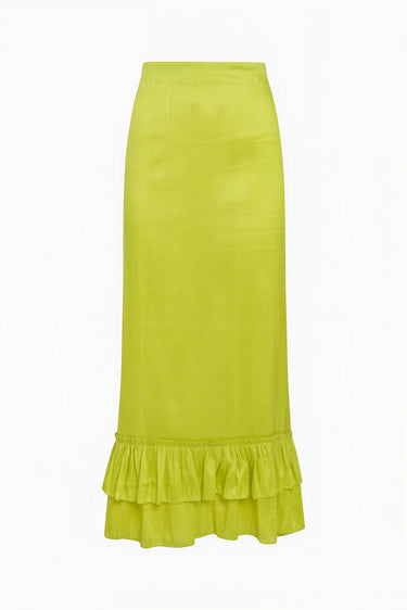 Gogo Cinch Back Midi Skirt | Silk Dupioni - CHARTREUSE Coniglio Palm Beach