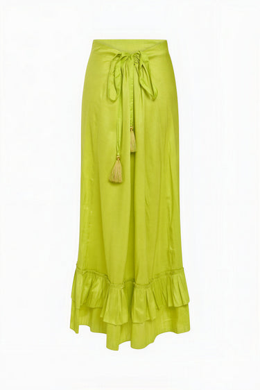 Gogo Cinch Back Midi Skirt | Silk Dupioni - CHARTREUSE Coniglio Palm Beach