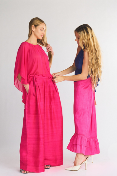 Banyan Pleated Snap Pant | Silk Dupioni