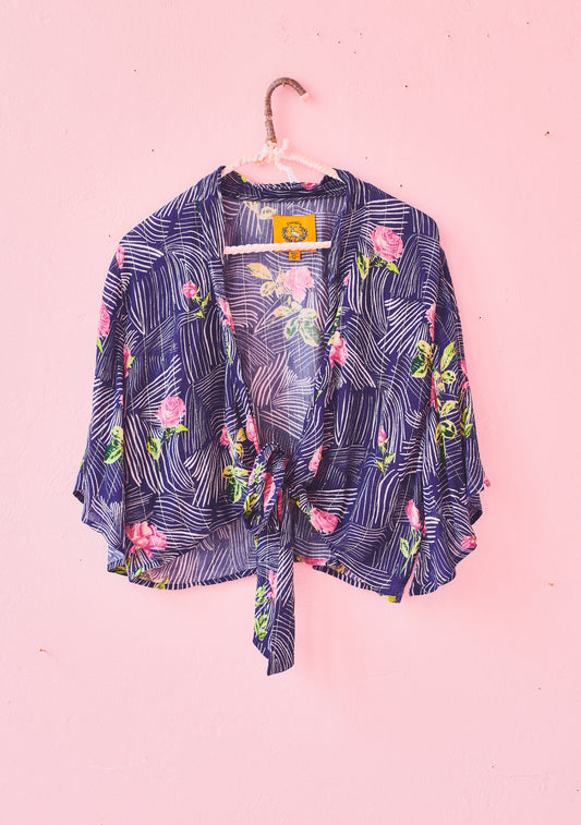 Short Sleeve Wrap Top | Viscose Lurex