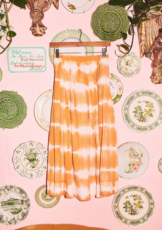 Adjustable Waist Midi Skirt | Cotton Seersucker