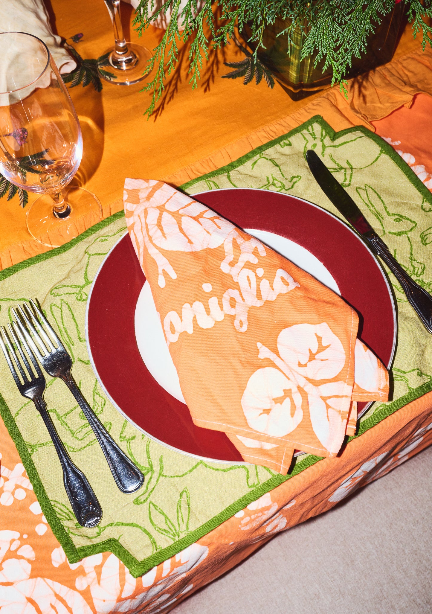 Androsia Napkin Set in Papaya