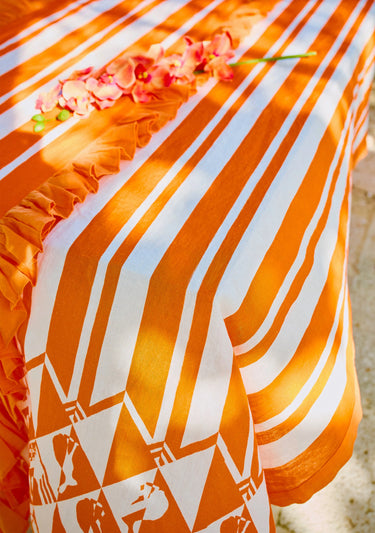 Standard Tablecloth in Bunny Stripe Orange Coniglio Palm Beach