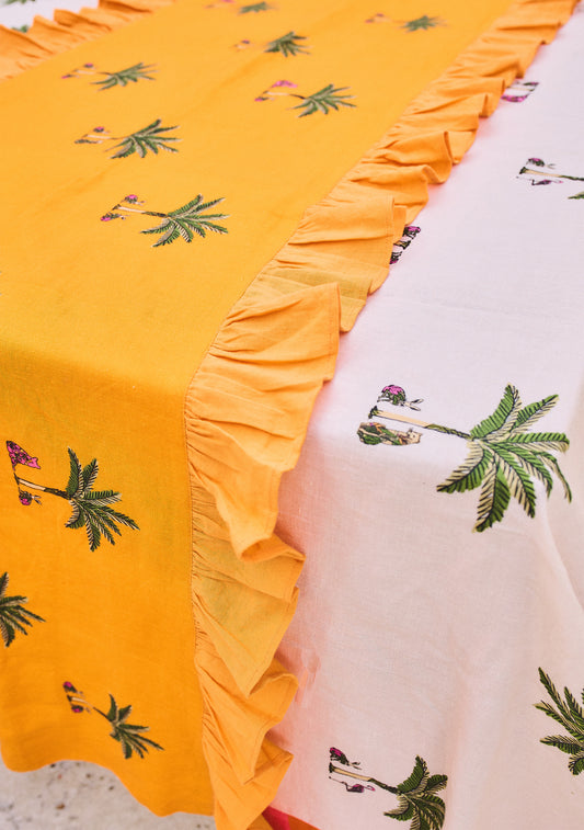 Ruffle Table Runner in Petite Palm Orange