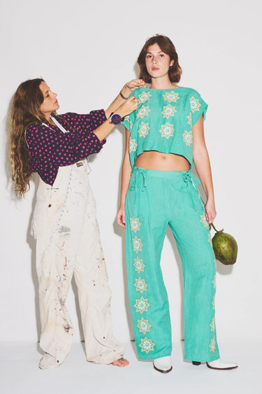 Embroidered Move and Groove Snap Pant Coniglio Palm Beach