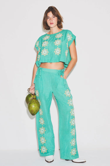Embroidered Move and Groove Snap Pant Coniglio Palm Beach