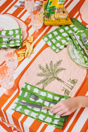 Standard Tablecloth in Bunny Stripe Orange Coniglio Palm Beach