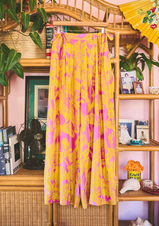 Banyan Pleated Snap Pant | Silk Habotai