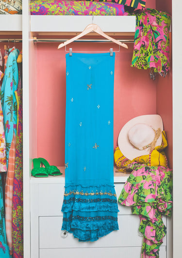 Cinch Back Midi Skirt | Embellished Chiffon Coniglio Palm Beach