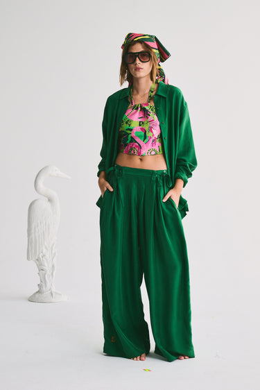 Banyan Pleated Snap Pant | Silk Habotai