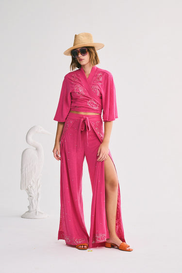 Miraflores Wrap Top | Linen Jersey Coniglio Palm Beach
