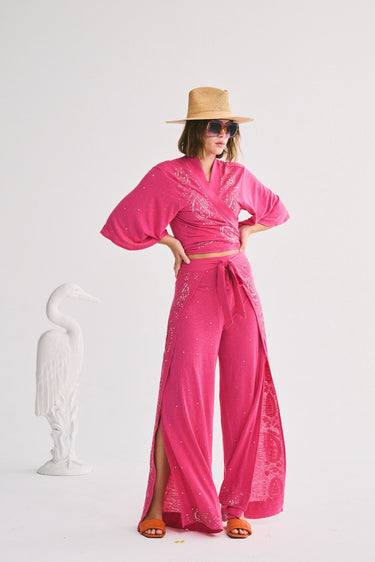 Miraflores Wrap Top | Linen Jersey Coniglio Palm Beach