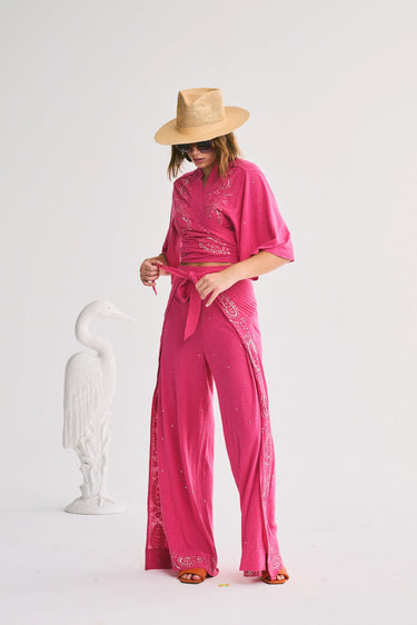 Two Panel Wrap Pant | Linen Jersey Coniglio Palm Beach