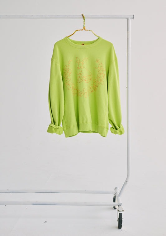 Embroidered Bunny Pullover | Cotton Terry