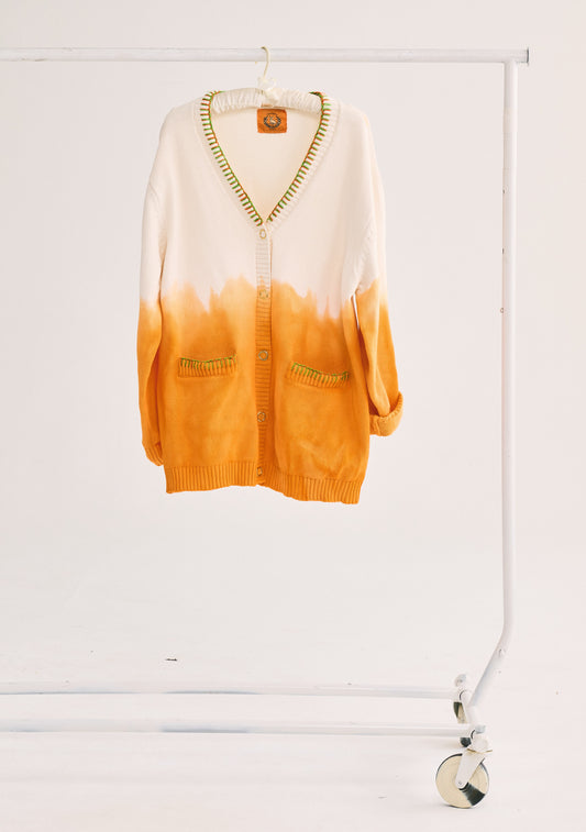 Hand Dyed + Embroidered Boyfriend Cardigan | Cotton