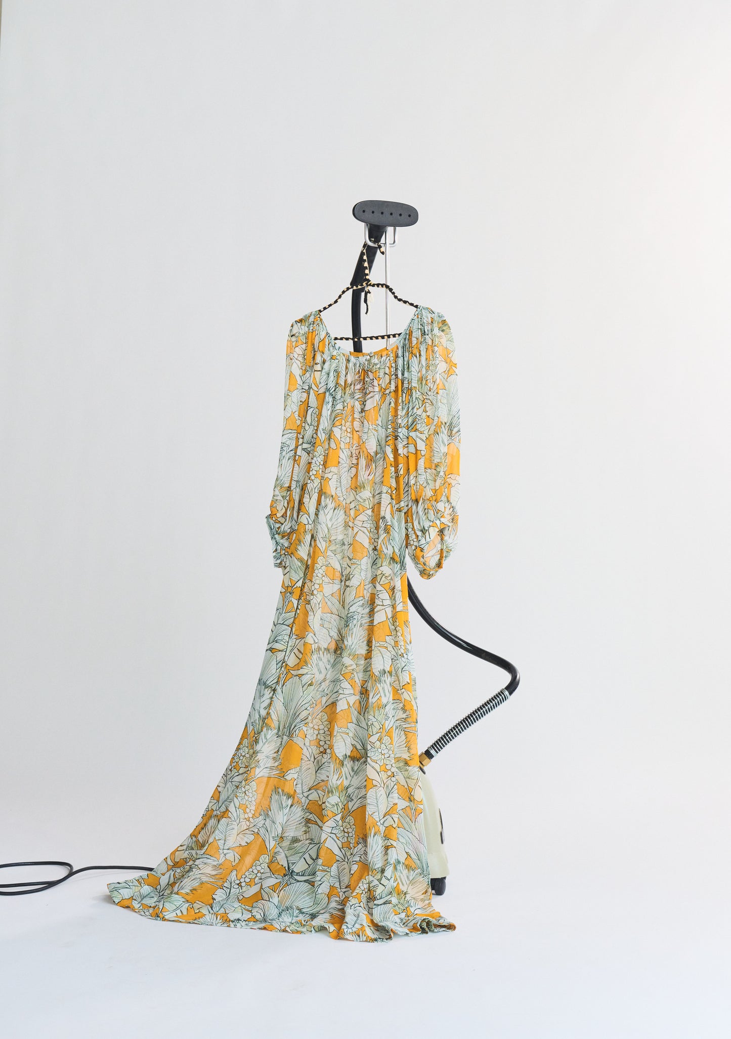 Shirred Half Placket Maxi | Viscose Georgette