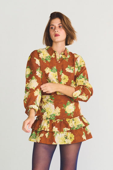 Cinch Back Mini Skirt | Cotton Linen