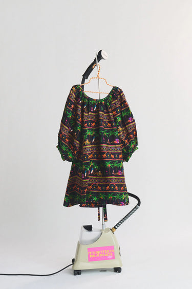Shirred Half Placket Mini Dress | Silk Dupioni Coniglio Palm Beach