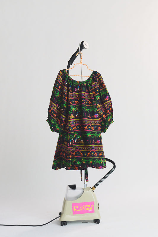 Shirred Half Placket Mini Dress | Silk Dupioni