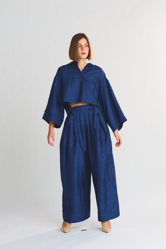 Banyan Pleated Snap Pant | Silk Dupioni