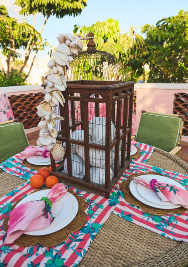 Dinner Napkin | Petit Palm Colony Pink Tie Dye Coniglio Palm Beach