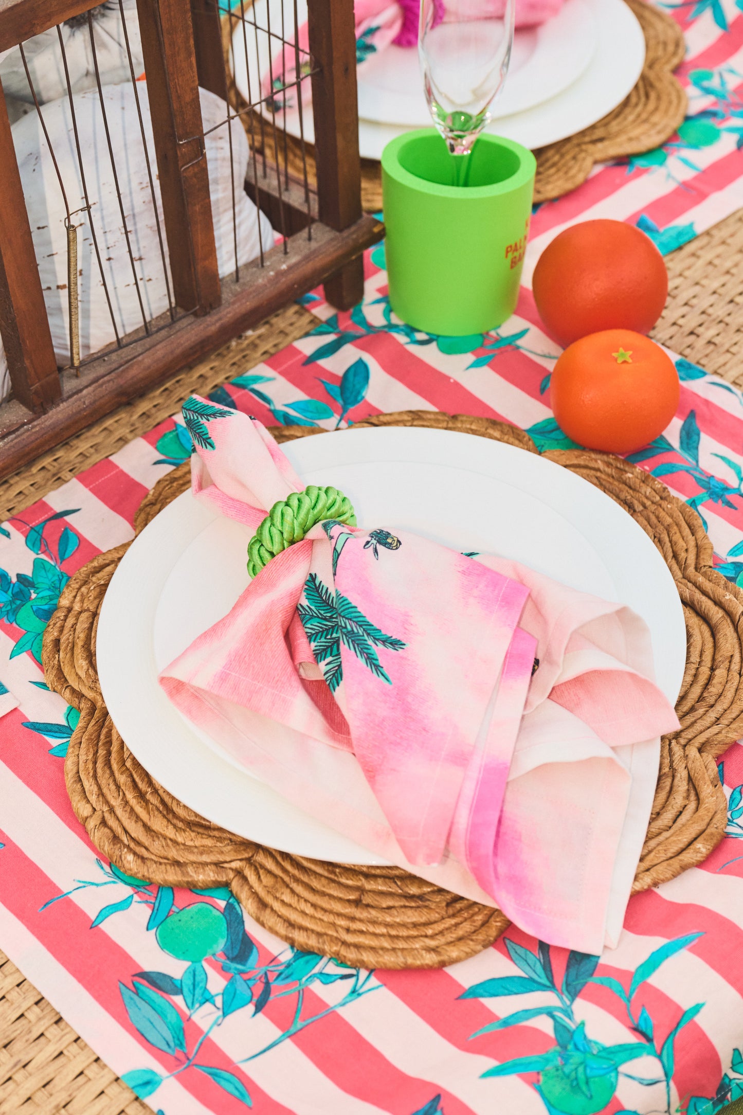 Dinner Napkin | Petit Palm Colony Pink Tie Dye
