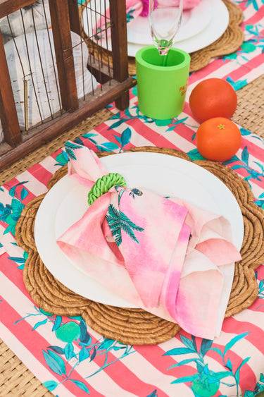 Dinner Napkin | Petit Palm Colony Pink Tie Dye Coniglio Palm Beach