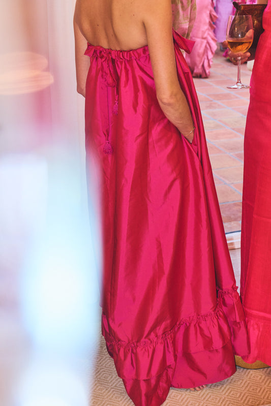 Strapless Spruce Maxi Dress | Taffeta