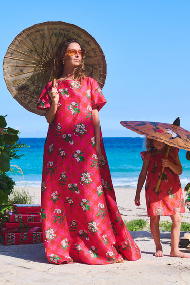 Short Sleeve Dune Maxi Dress| Silk Dupioni