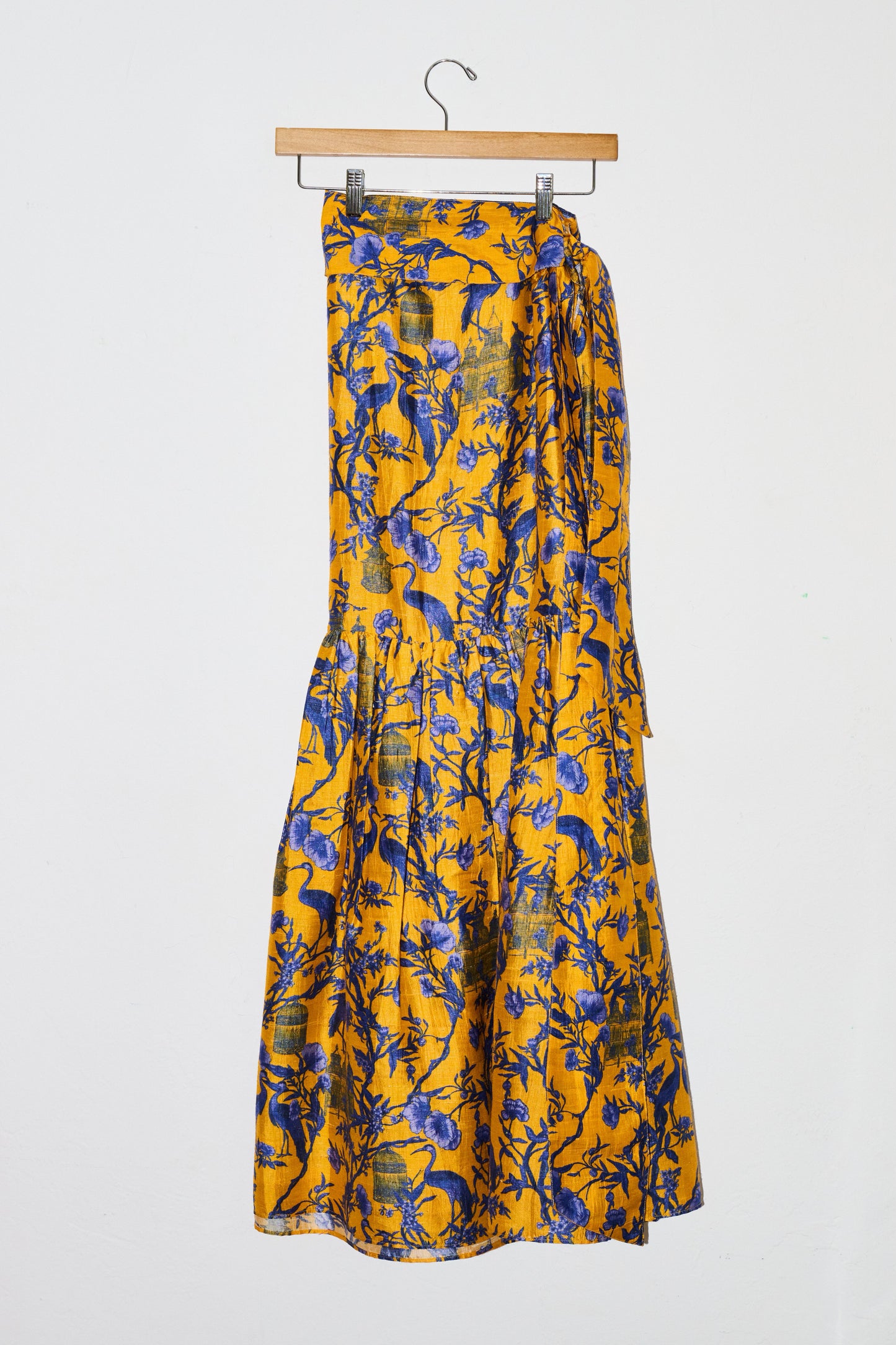 Shirred Wrap Midi Skirt | Silk Dupioni