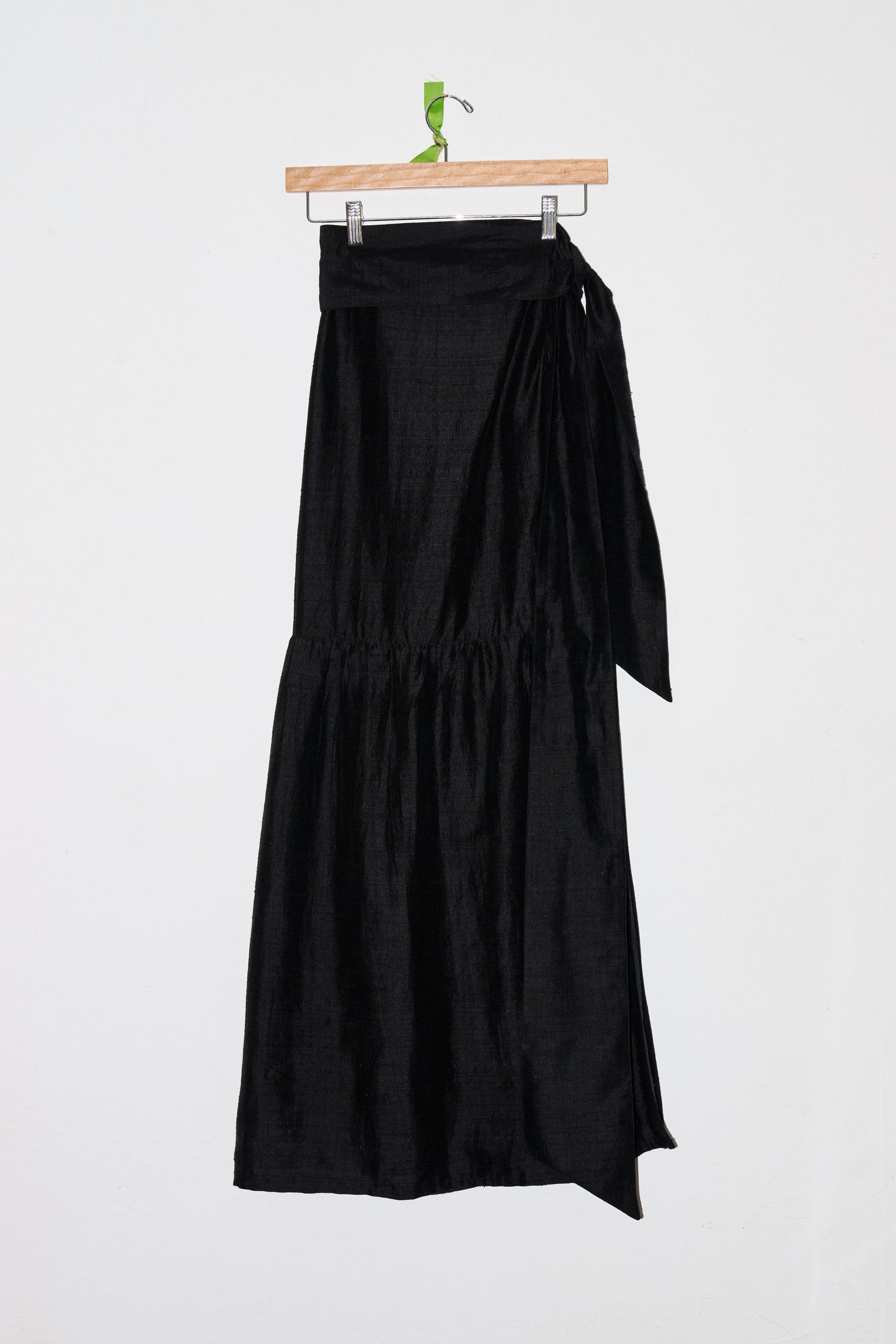 Shirred Wrap Midi Skirt | Silk Dupioni