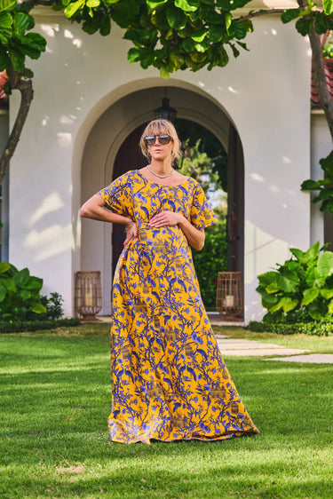 Short Sleeve Dune Maxi Dress | Silk Dupioni Coniglio Palm Beach