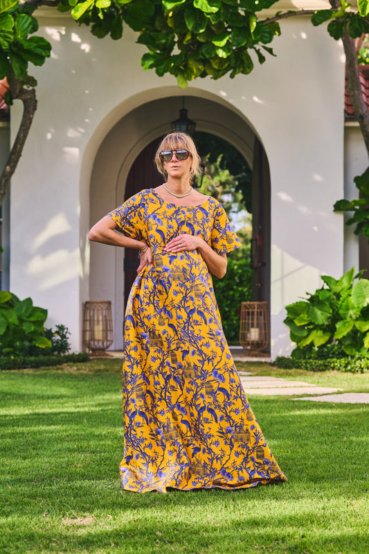 Short Sleeve Dune Maxi Dress | Silk Dupioni