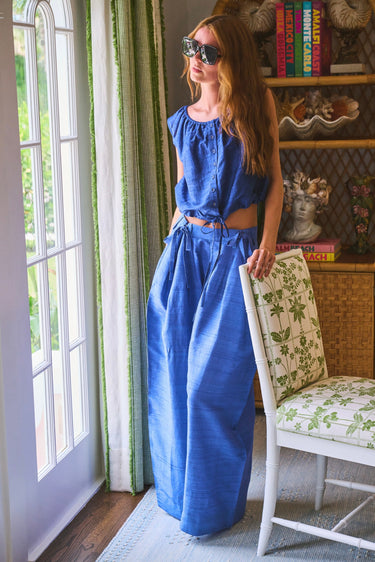 Banyan Pleated Snap Pant | Silk Dupioni