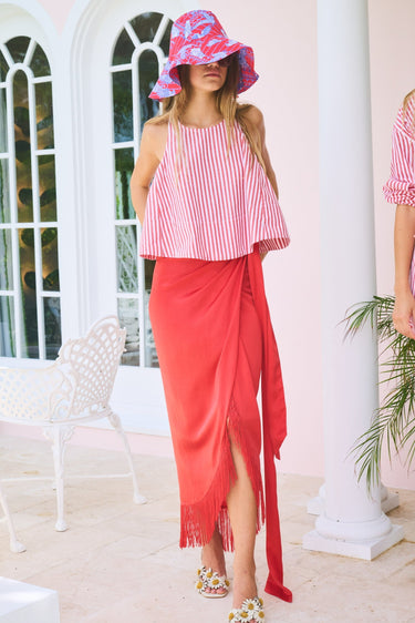 Sloane Wrap Around Slit Midi Skirt | Silk Charmeuse