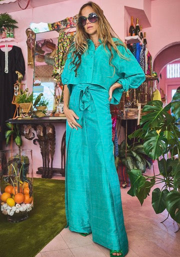 Two Panel Wrap Pant | Silk Dupioni
