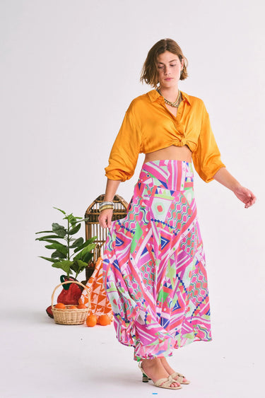 Adjustable Maxi Bustle Skirt | Crinkle Cotton Coniglio Palm Beach