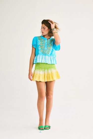 Smocked Micro Mini Skirt | Cotton Poplin Coniglio Palm Beach