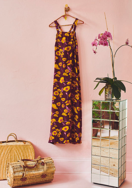 Low Back Tie Maxi Dress | Silk Habotai