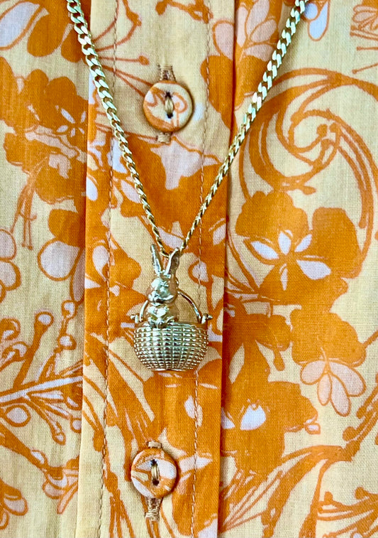 The Golden Basket | Bunny in a Basket Pendant Charm