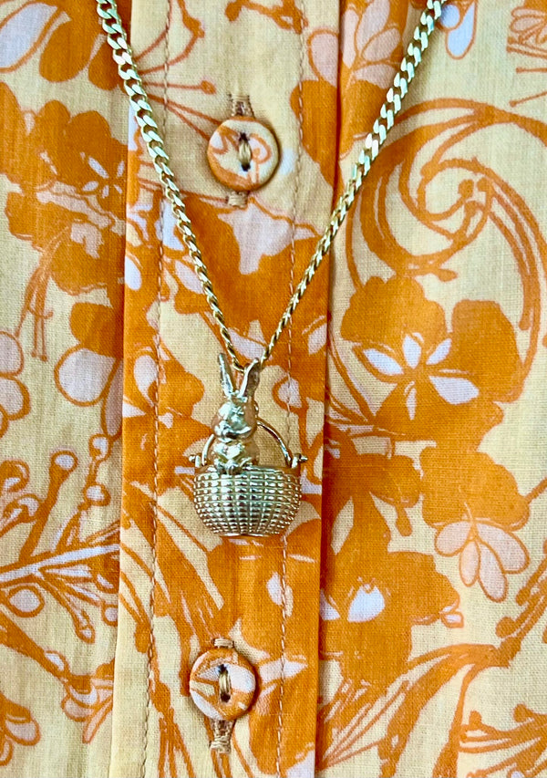 The Golden Basket | Bunny in a Basket Pendant Charm