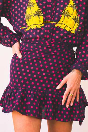 Mini Ruffle Power Pareo | Medium Weight Polka Dot