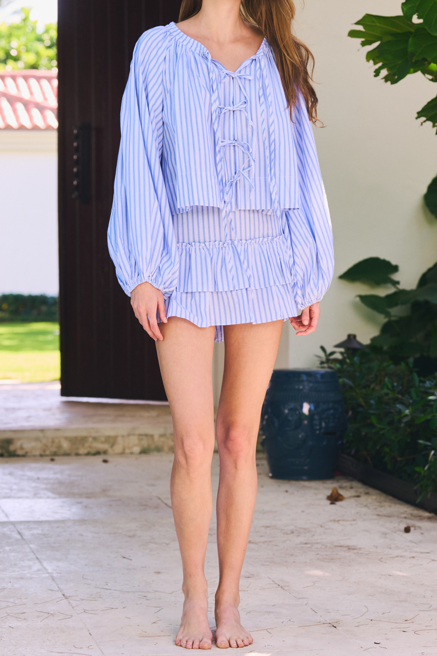 Cinch Back Mini Skirt | Yarn Dye Cotton