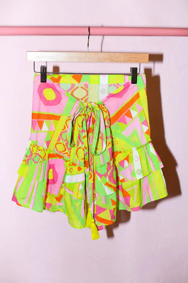 Cinch Back Mini Skirt | Cotton Voile PRISM Coniglio Palm Beach