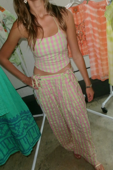 Banyan Pleated Snap Pant | Gingham Coniglio Palm Beach