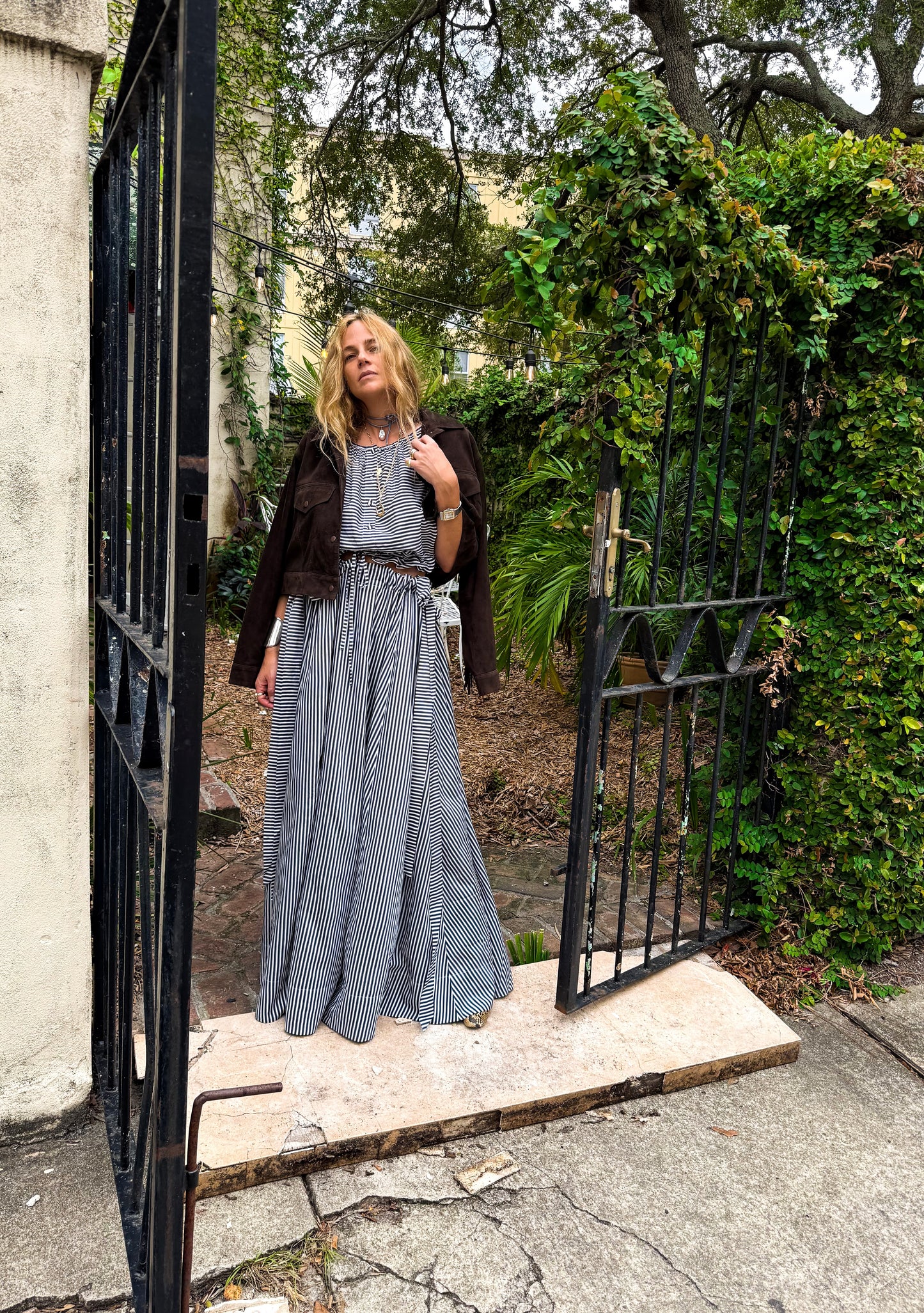 Adjustable Cara Maxi Skirt | Yarn Dyed Stripe